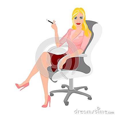 business woman beautiful and elegant in an office chair girl boss secretary manager worker business structures lawyer professional Stock Photo