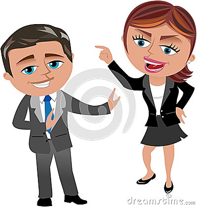 Business Woman Blaming Her Colleague Vector Illustration