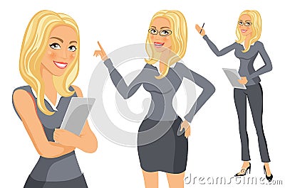 Business Woman blonde. Girl. young women in elegant office clothes art vector Vector Illustration