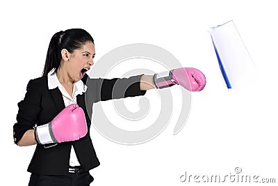 Business woman boxing Stock Photo