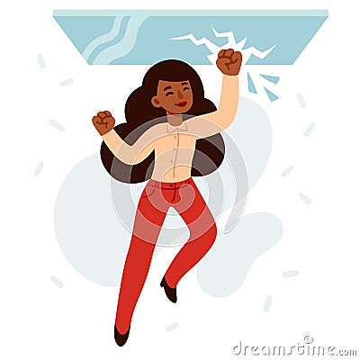 Business woman breaking glass ceiling Vector Illustration