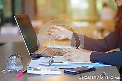 Business woman or business owner while working account Stock Photo