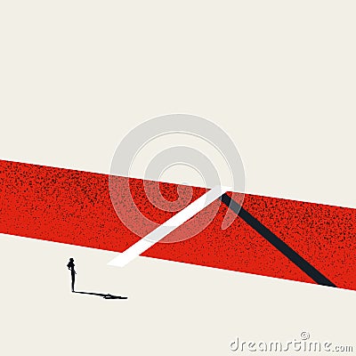 Business woman career vector concept. New opportunities, overcome challenge, find solution symbol. Vector Illustration