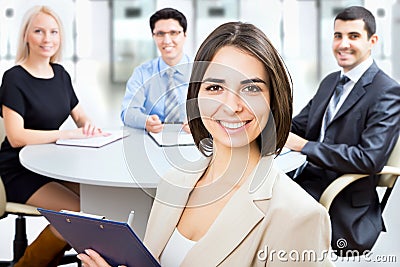 Business woman with colleagues Stock Photo