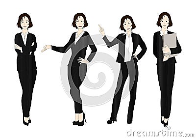 Business Woman Color Full Body Vector Illustration