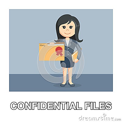 Business woman with confidential files Vector Illustration
