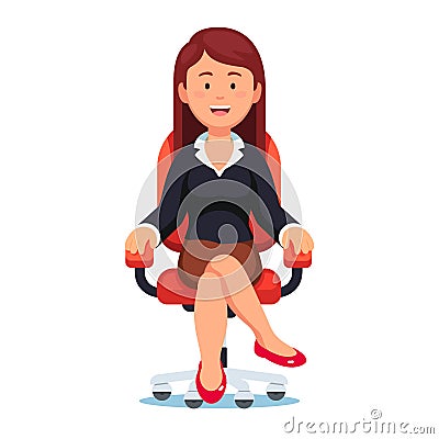 Business woman confidently sitting in office chair Vector Illustration