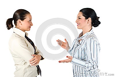 Business woman conversation Stock Photo