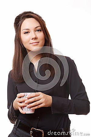 Business woman with cup coffe Stock Photo