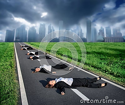 Business woman dead Stock Photo