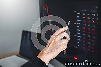 Business woman deal Investment stock market discussing graph stock market trading Stock traders concept Stock Photo