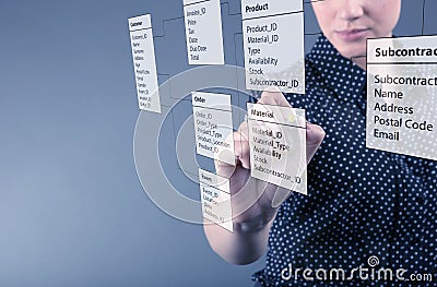 Business woman designs a new database Stock Photo