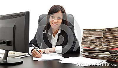 Business woman at desk Stock Photo