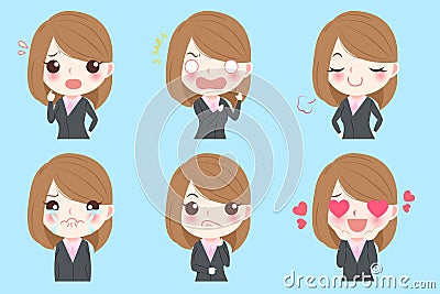 Business woman do emotions Vector Illustration