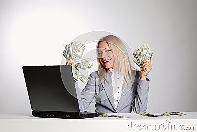 Business woman dollar in hands Stock Photo