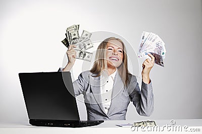 Business woman dollar in hands Stock Photo