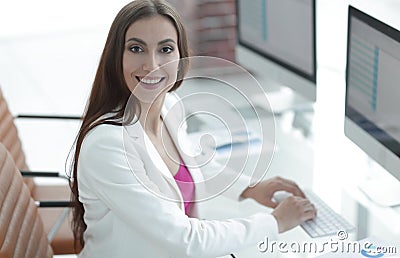 Portrait of business woman-economist Stock Photo