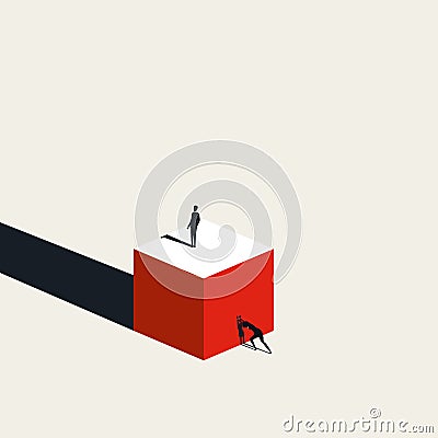 Business woman exploitation by male boss vector concept. Woman doing all hard work. Discrimination, inequality symbol. Vector Illustration
