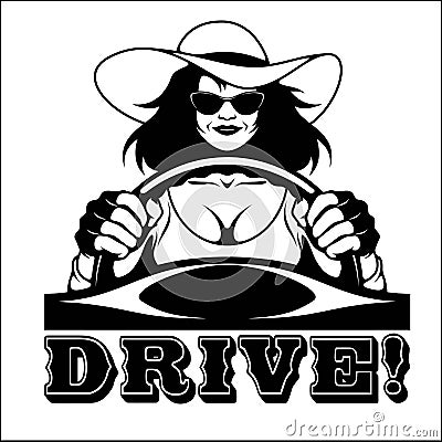 Business Woman - feminist driver Vector Illustration