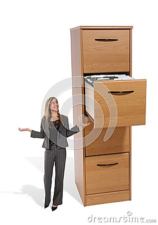 Business Woman at File Cabinet Stock Photo