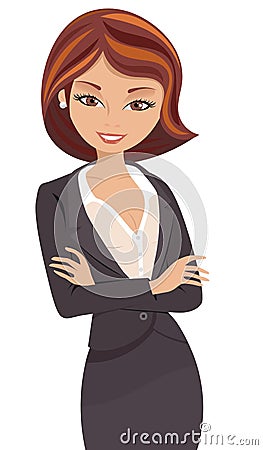 Business Woman With Folded Arms Vector Illustration