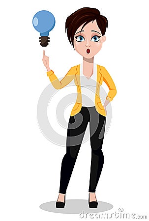 Business woman, freelancer, banker. Beautiful lady in casual clothes Vector Illustration