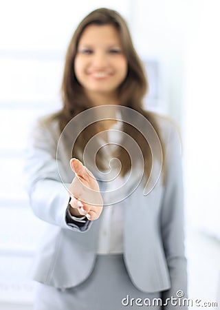 Business woman gives Stock Photo