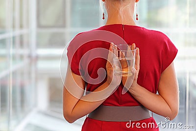 Business woman with glass of water - healhy lifestyle Stock Photo