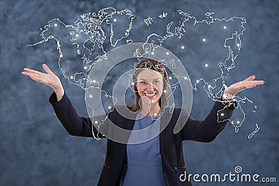 Business woman globalization concept. Stock Photo