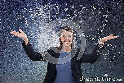 Business woman globalization concept. Stock Photo