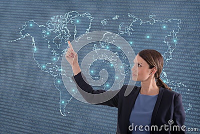 Business woman globalization concept. Stock Photo