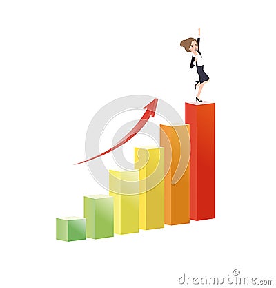 Business woman growing increase a graph success growth Vector Illustration