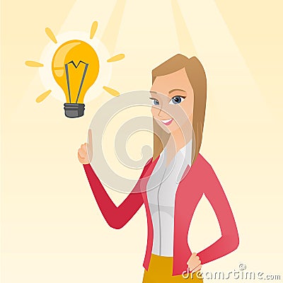 Business woman having business idea. Vector Illustration