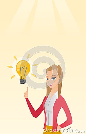 Business woman having business idea. Vector Illustration