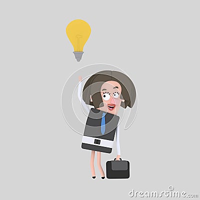 Business woman having a good idea. 3D Cartoon Illustration