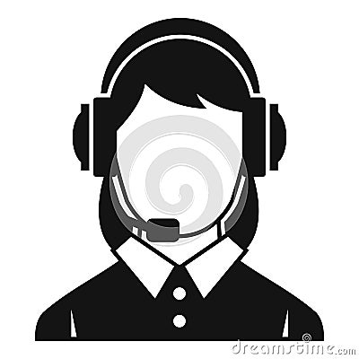 Business woman with headset icon, simple style Vector Illustration