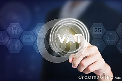 Business woman holding posts in VAT. Stock Photo