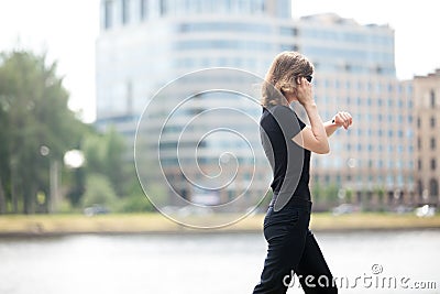 Business woman in hurry Stock Photo