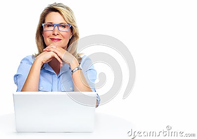 Business woman with laptop. Stock Photo