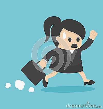 Business woman Late for Work Vector Illustration
