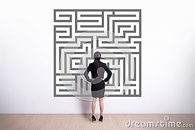 Business woman look maze Stock Photo