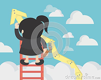 Business woman make growth Vector Illustration