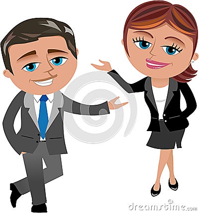 Business Woman and Man Presenting Vector Illustration