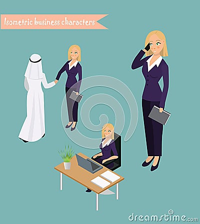 Business woman management. Vector Illustration