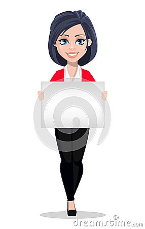 Business woman, manager, banker. Beautiful female banker in business suit. Vector Illustration