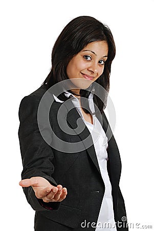 Business woman offering her hand for friendship Stock Photo