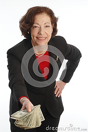 Business woman offering money 820 Stock Photo