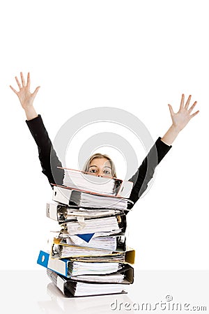 Business Woman Over-Worked Stock Photo