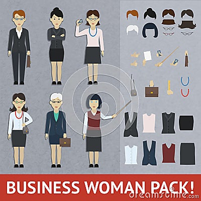 Business woman pack vector design illustration Vector Illustration