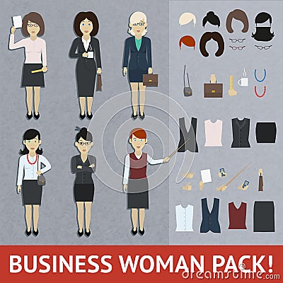 Business woman pack vector design illustration Vector Illustration